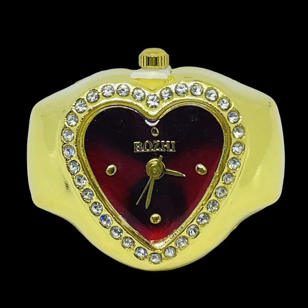 BOZHI Ring Watch Gold Design With Crystals New